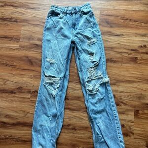 Pacsun high waisted distressed blue wash 90s boyfriend jeans